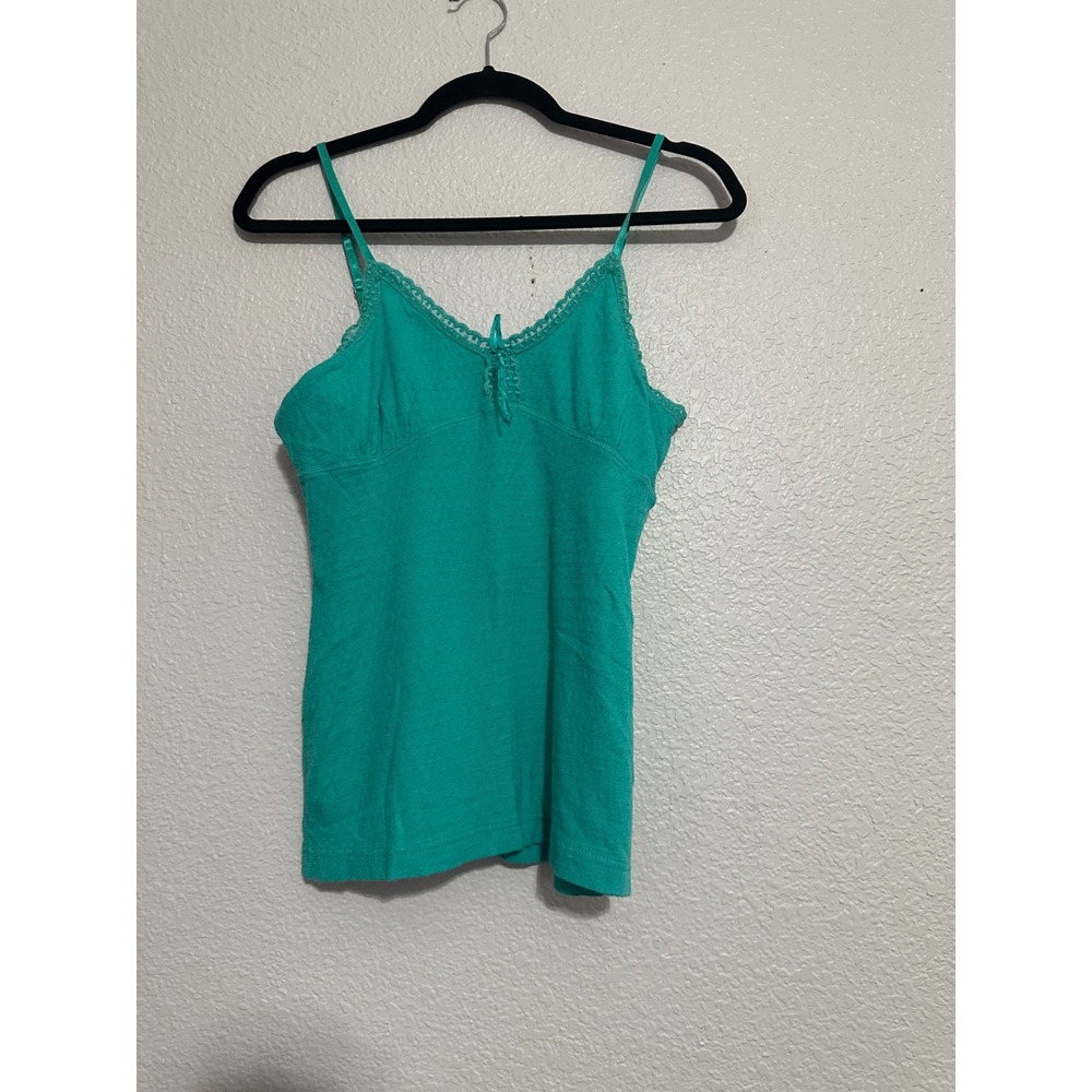 Rue21 Teal Green Lace Trim Cami Tank Top Adjustable Straps Size Large
